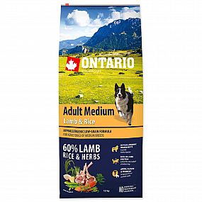 Ontario Dog Adult Medium Lamb & Rice 12kg