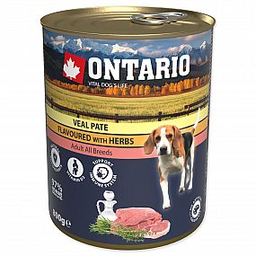 Konzerva Ontario Dog 800g telecí paté s bylinkami