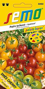 Rajče tyčkové SMĚS BAREV CHERRY třešňové  žluté, zelené, oranžové, červené plody