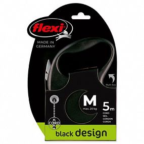 Vodítko Flexi Black Design M lanko o délce 5m pro psa o hmotnosti do 20kg černé