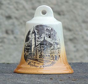 Zvonek keramický 99/14 JHT s motivem města černotisk