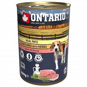 Konzerva Ontario Dog 400g telecí s bylinkami paté