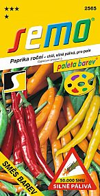 Paprika zeleninová SMĚS BAREV CHILLI rychlení, pole SHU 50 000 červená, oranžová, žlutá