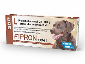 VVLP Kapky spot-on Fipron Dog 2,68ml 268mg pro psy o hmotnosti 20-40kg antiparazitární přípravek pro psy proti blechám, klíšťatům a všenkám