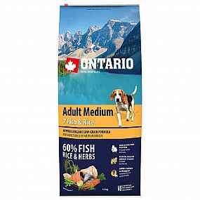 Ontario Dog Adult Medium Fish & Rice 12kg