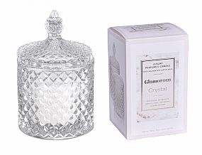 Svíčka vonná ve skle Glamorous Crystal 180g bílá