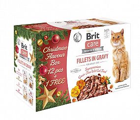Kapsa Brit Care Cat Fillets in Gravy Christmas Multipack, jednotlivě z balení 12+1 (CZ)