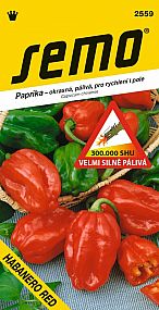 Paprika zeleninová HABANERO RED velmi silně pálivá SHU 300 000 červená