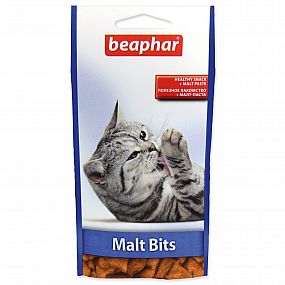 Pochoutka Beaphar Malt Bits 35g plněné polštářky napomáhající odstranění chomáčů chlupů z trávicího traktu