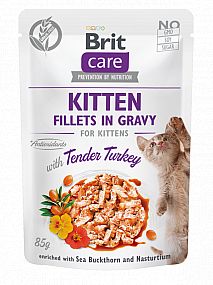 Kapsa Brit Care Cat Fillets in Gravy for Kittens 85g with Tender Turkey & Savory Salmon (CZ)